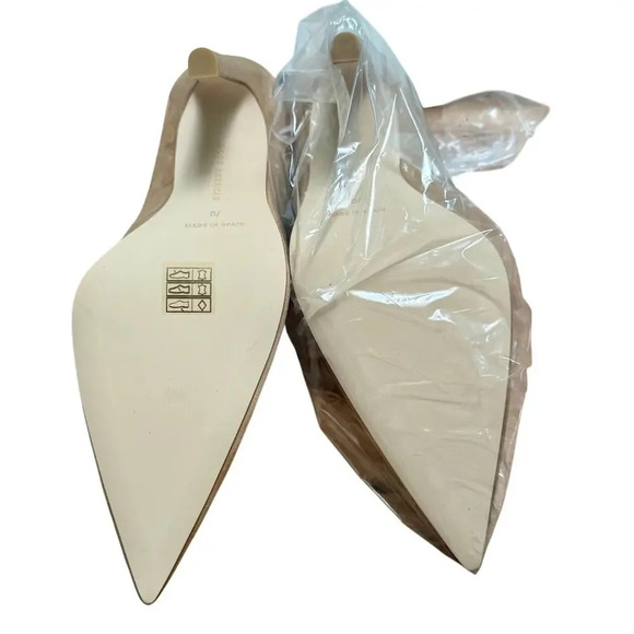 New GOOD AMERICAN The Icon Nude Suede Pointed Toe Pumps 4" Heel Women's 8.5 - Picture 10 of 12